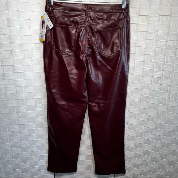 Joie Women’s Vegan Leather Straight Leg Pants Size 8 Maroon Red 90s Y2K - Picture 8 of 13